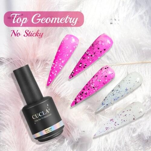 15ml Gel Nail Polish Nail Art No-wash Sealing Coat Eggshell Nail Polish Clear Geometric Glitter Nail Gel With Any Color Base