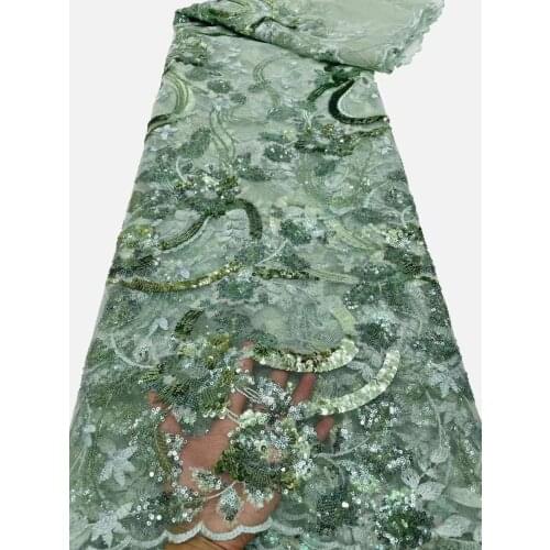 Hot Sale French Mesh Lace Fabric Stack Sequins Craft Tulle Embroidery Sewing Prom Party Wedding Bridal Dress 5 Yards Wholesale