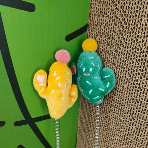 Cat Teaser Toy Springy Cat Toy With Various Cute Head Designs, Suitable For Attaching To Scratch Boards