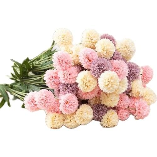 5Pcs Fake Chrysanthemum (6 Heads/Piece) 33.86" Length Simulation Dandelion for Wedding Home Decorative Artificial flowers