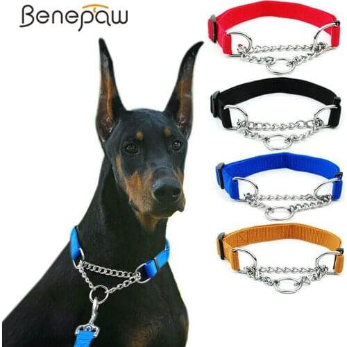 Benepaw Durable No Pull Martingale Dog Collar Heavy-duty Stainless SteelChain Safe Puppy Choke Pet Collar Training
