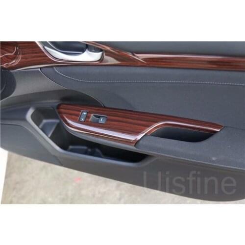 Car window glass switch button Decorative sticker sequins Door armrest frame For Honda Civic 2016-2019 10TH Generation