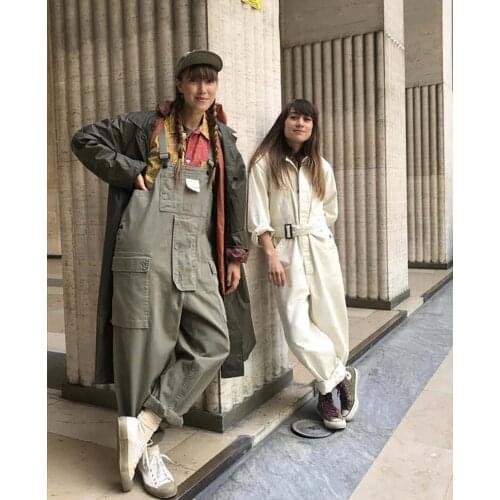 KIOVNO Fashion Men Hip Hop Bib Overalls Multi Pockets Cargo Work Streetwear Jumpsuits For Male Loose Pants