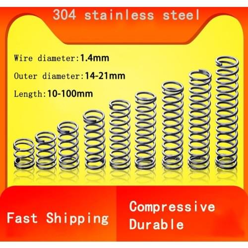 Fast Shipping 10PCS 304 Stainless Steel Compression Spring Wire Diameter 1.4mm Y-type Rotor Return Spring SUS Compressed Spring