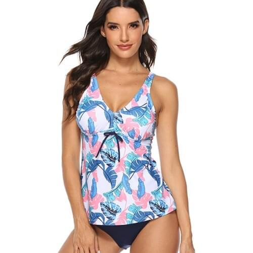 Print Two Piece Swimsuit Beach Wear Swimming Suit For Women Sexy High Waisted Swimwear Wire Free Plus Size Swimwear Quick Dry