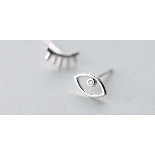 925 Sterling Silver Eyebrow Charm Stud Earrings For Women Girls Kids Party Jewelry Pendientes A088