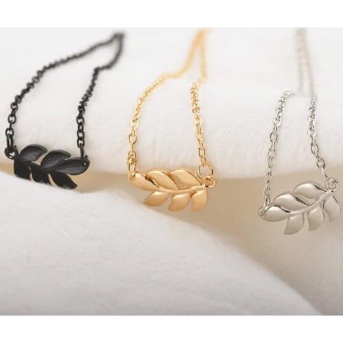 New Silver Plated Gold Black Fashion Chain Necklace Casual Leaf Long Strip Pendants Gifts Women Necklaces Jewelry #277584