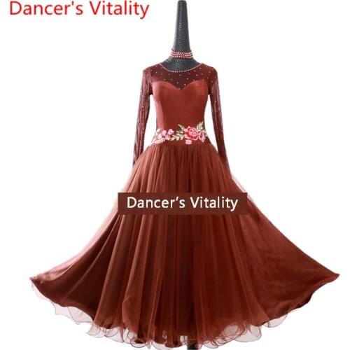 Modern dance dress women ballroom dance dress new large swing 2018 dance practice dance dress female clothing dress Waltz