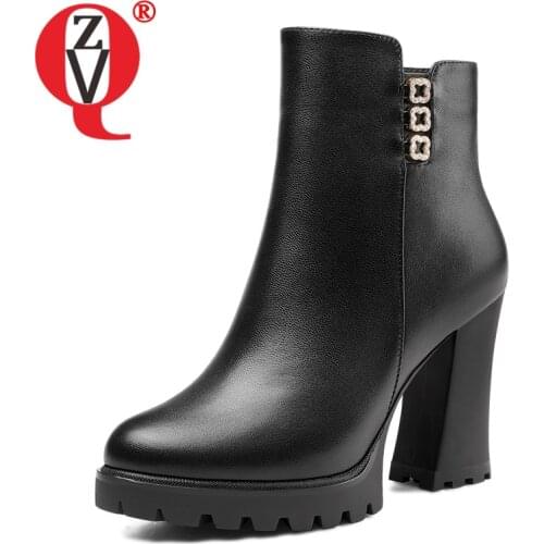 ZVQ Women winter New Style Leisure Fashion short boots Genuine Leather Working Shoes Concise Comfortable Mature soft Solid color