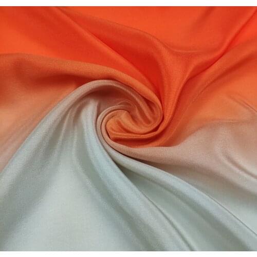 Gradual tone style orange to gray white gradually changing color silk Crepe DE chine fabric,SCDC731-M
