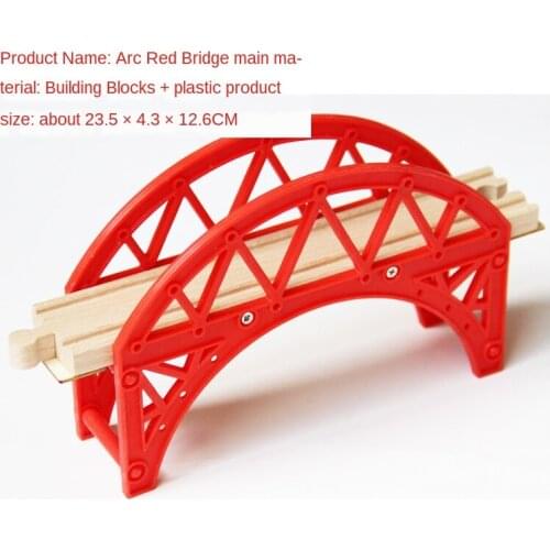 Train Tracks, Childrens Educational Toys Red Bridge, Compatible with Wooden P137 Train Game Track Accessories, Curved Wood