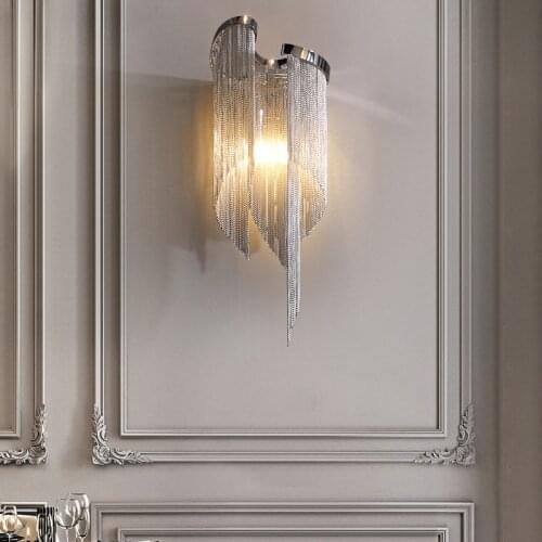 Modern wall lamps gold/silver aluminum chain bedroom bedside tassel wall sconce decor LED G9 wall lights indoor lighting