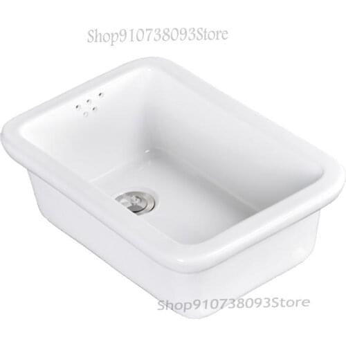 Old Ceramic Wash Basin Kitchen Rectangular Household Water Bucket Bowl Sink Sink Balcony Single Sink Outdoor Sink