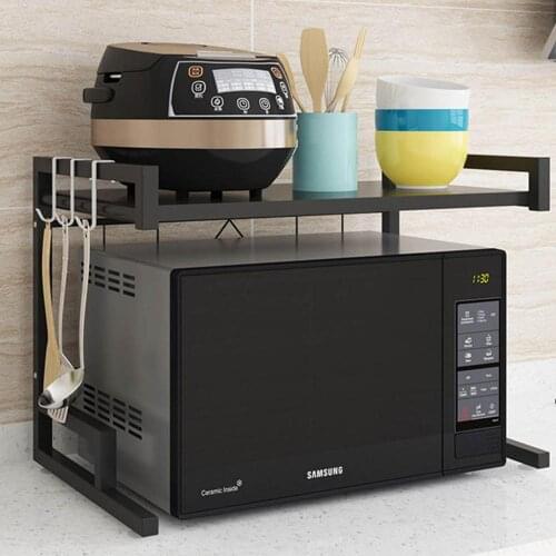 43-65cm Microwave Oven Rack Carbon Steel Kitchen Supplies Stand Kitchenware storage Space Saving Shelf Kitchen Organizer Holder