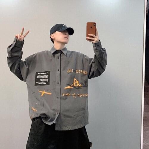 2020 spring animation tooling shirt male Japanese tide brand Harajuku loose casual couple shirt men and women