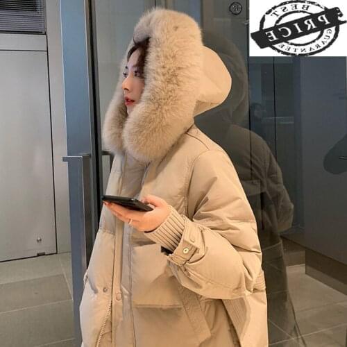 Womens Winter Down Jackets Fox Fur Collar Jacket Thick Coat Female Jacket Woman Hooded Womens Clothing Parkas YRF105 WPYa6a