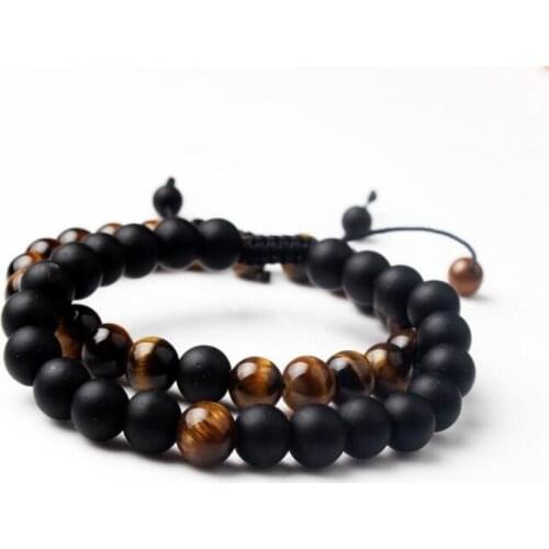 Couples Distance Bracelet Set Natural Stone Tiger Eye Turquoises Lava Stone Yin Yang Beaded Woven Bracelets For Women