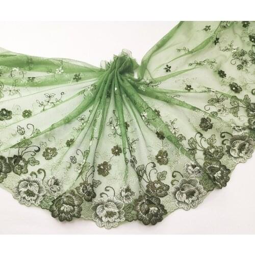 1Meter /21cm Apple Green Polyester Soft Mesh Embroidery Lace Trimmings Dress Accessories Lace Fabric Sewing Crafts Doll Material
