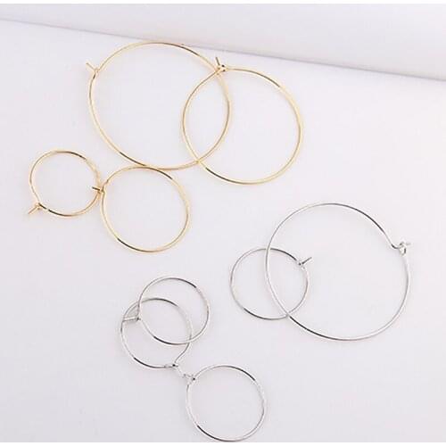 10pcsRound Earrings Fashion Big Round Hoop Circle Earrings Material Diy Handmade Jewelry Accessories 20/25/35/40mm Gold