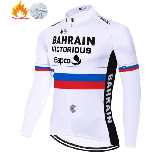2021 ProTeam BAHRAIN Winter Thermal Fleece Camiseta Ciclismo Maillot Ciclismo Hombre Fietskleding Heren Cycling Jersey