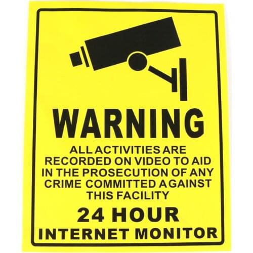 24H CCTV Camera System Warning Sign Wall Sticker Surveillance Monitoring Decal 200x250mm Public Area Household Security Supplies