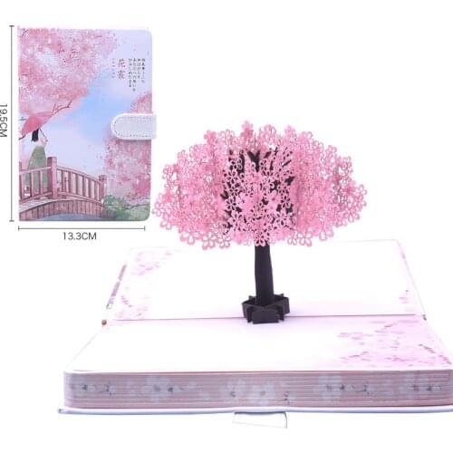 Sharkbang 3D Cherry Blossoms Notebooks A5 Hard Cover 128 Sheets Diary Agenda Journals Planner Sketchbook Color Pages Stationery