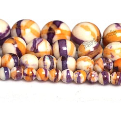 Free Shipping Natural White Purple Orange Colorful rain stones Round Loose Beads 16" Strand 4 6 8 10MM Pick Size For Jewelry diy
