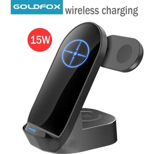15W Wireless Charger 3 in 1 for iPhone 12 11 pro Max XS XR 8 Samsung Fast Charging Dock Station for Airpods pro Apple Watch 6 5