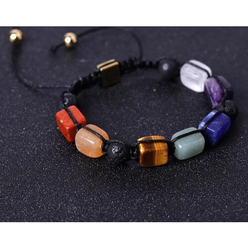 ROYGBIP 7 Chakra Stone Yoga Bracelet Reiki Healing Crystal Natural Stone Braided Rope Bracelets For Women Girl Fashion Jewelry