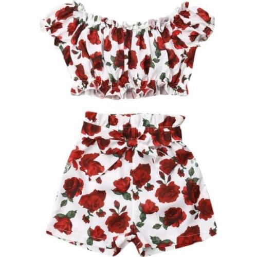 Boutique Girl Clothes 2019 Summer Toddler Kids Baby Girl Clothes Flower Sleeveless Tops+Shorts Outfits Set