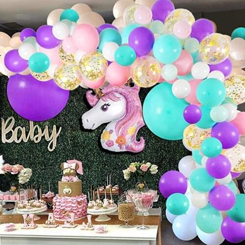 147Pcs Purple Balloons Arch Garland Kit Mint Green Gold Confetti Ballons Giant Unicorn Foil Balloon Globos Baby Shower Decor