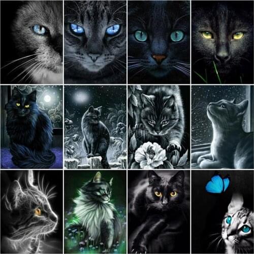 HUACAN Pictures By Number Cat Animal Coloring By Number Kits Home Decoration Painting HandPainted Art Gift