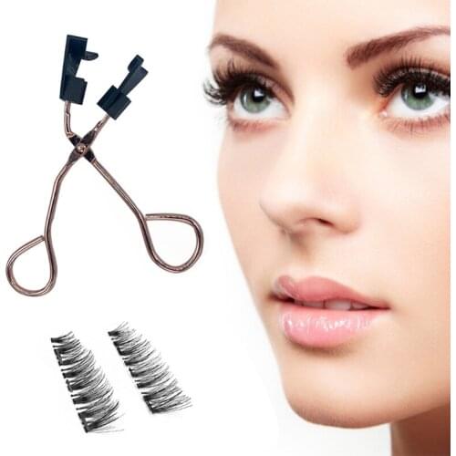 Natural Look Magnetic Eyelashes Applicator Tool Kit Glue-free Magnetic Eyelash Clip Eyelashes Set with 1 Pair Lash