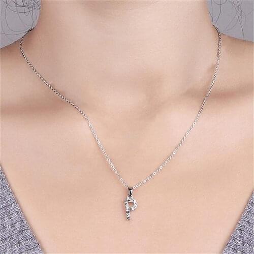 Fashion Initial Necklace Silver Color Cut Letters Single Name Choker Necklace For Women Pendant Jewelry Gift Neck Chain Pendant