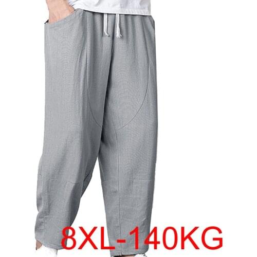 Spring Summer Plus size pants men Waist 140cm 8XL Casual trousers men