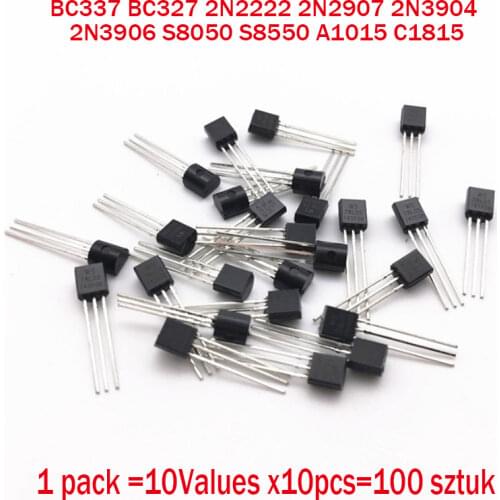 BC337 BC327 2N2222 2N2907 2N3904 2N3906 S8050 S8550 A1015 C1815 10Values x10pcs=100 Transistors set Pack Transistor kit (TO-92)