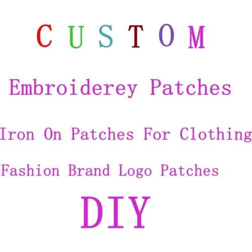 Custom Embroidered Patch Iron on Heat Transfer Paper Vinyon Clothing Brand Logo Stickers Stripes Brand Chenille Badges Appliques