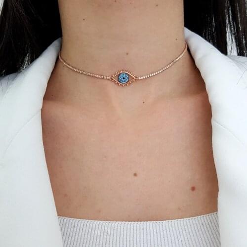 New Fashion Waterway Choker 925 Silver Evil Eye Good Luck Necklace For Women Trendy Super Luxury Turkish Fine Jewelry