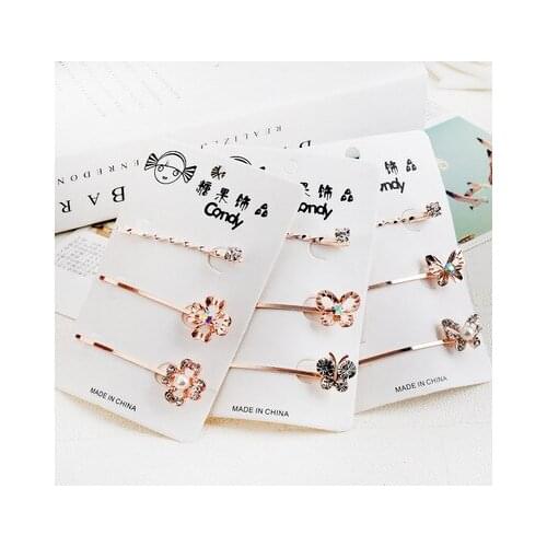 New crystal hairpin cute fashion rhinestone hairpin butterfly flower hair accessories female hairpin