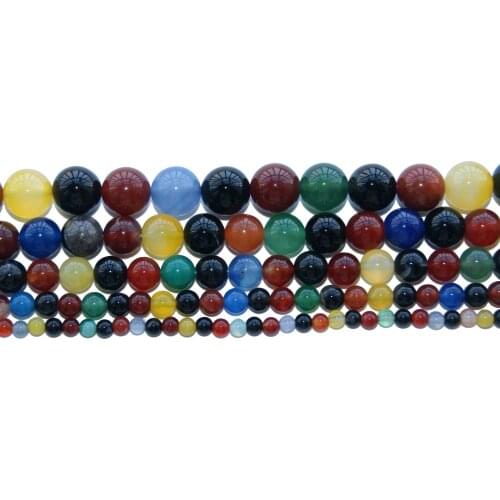 Wholesale Natural Stone Colorful Agates Round Beads 4 6 8 10 12 MM Pick Size For Jewelry Making DIY Bracelet Necklace Material