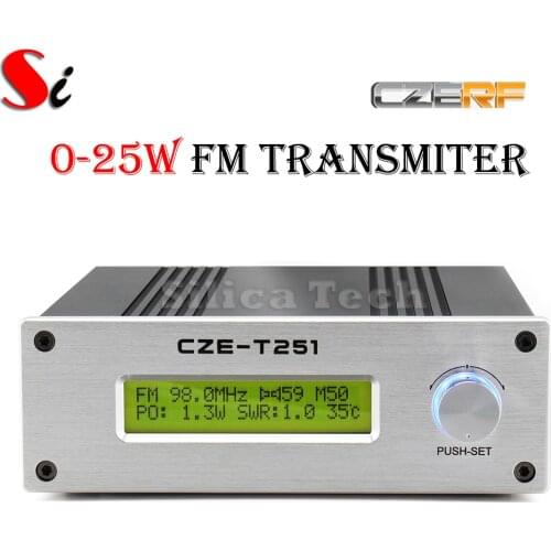 Professional CZE-T251 0-25W adjustable FM stereo transmitter broadcast radio station NJ connector
