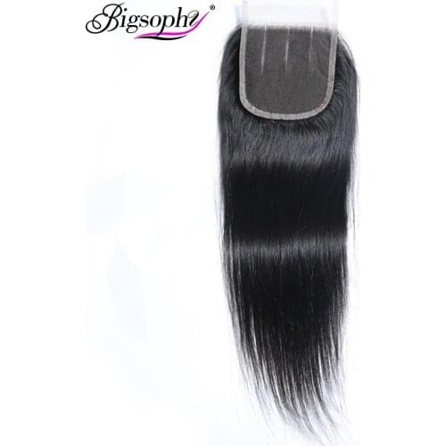 Bigsophy Brazilian Hair Straight closure100% Human Hair 8-22 Inch 4*4 Lace Closure Remy Hair Weaving swiss lace frontal closure