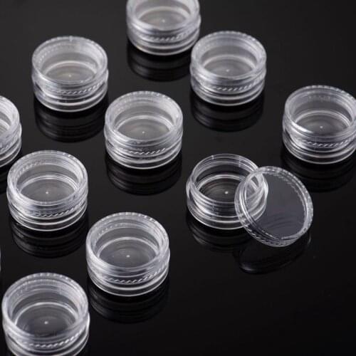 50pcs X3g Rhinestone Nail Glitter Empty Case Jar Bottle For Glitter Powder Round Container Jar Screw Cap Plastic Storage Box