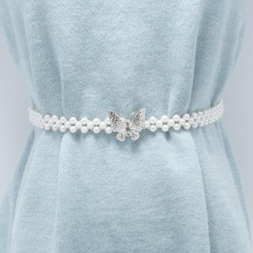 Versatile Waist Belt pearl diamond flower waist chain dress belt women belt Wedding Designer pearl Female Belt