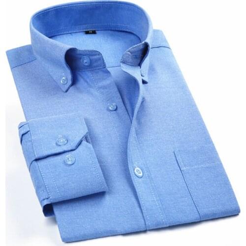 Spring Slim Fit Male Business Dress Shirt Brand Comfortable Breathable Oxford Mens Casual Long Sleeved Shirt Plaid Striped