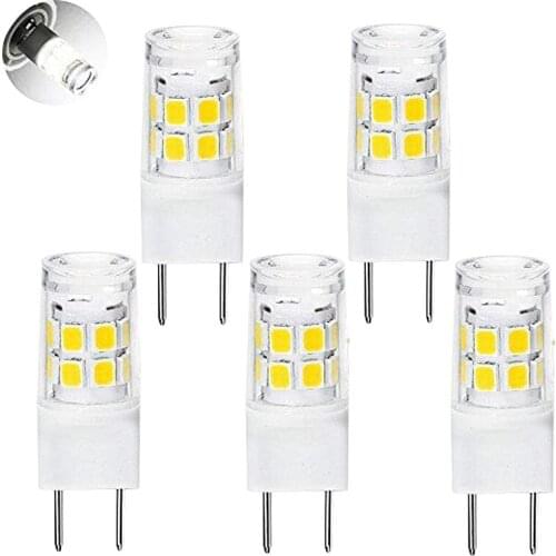 LED G8 Light Bulb, G8 GY8.6 Bi-pin Base LED, Not Dimmable T4 G8 Base Bi-pin Xenon JCD Type LED 120V (5-Pack) (G8 3W Positive whi
