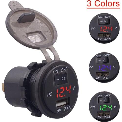 Universal Car Mobile Phone Charger Black Cigarette Lighter Car Charger USB 5V Charging Socket Adapter Voltmeter Ammeter