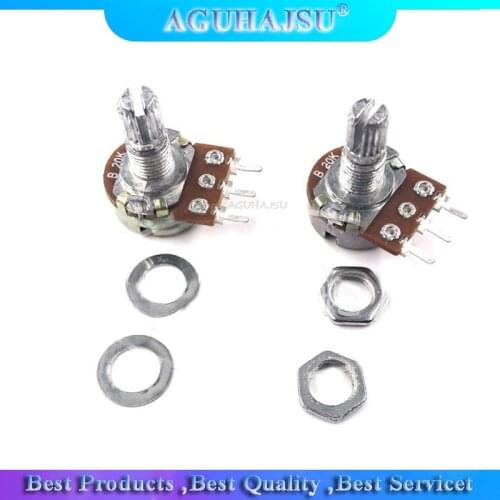 2pcs WH148 B1K B2K B5K B10K B20K B50K B100K B500K 3Pin 15mm Shaft Amplifier Dual Stereo Potentiometer 1K 2K 5K 10K 50K 100K