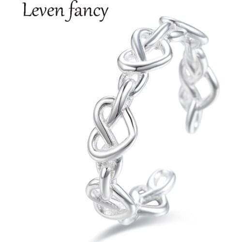 925 Sterling Silver Celtic Knot Rings for Women Heart Love Knot Knuckle Rings Adjustable Open Stackable Wedding Engagement Ring
