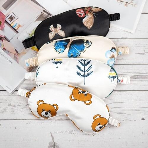 1PCS Cartoon Eyeshade Eye Patch Silk Soft Sleep Eye Mask Floral Print Sleeping Travel Eyewear Masks Bandage